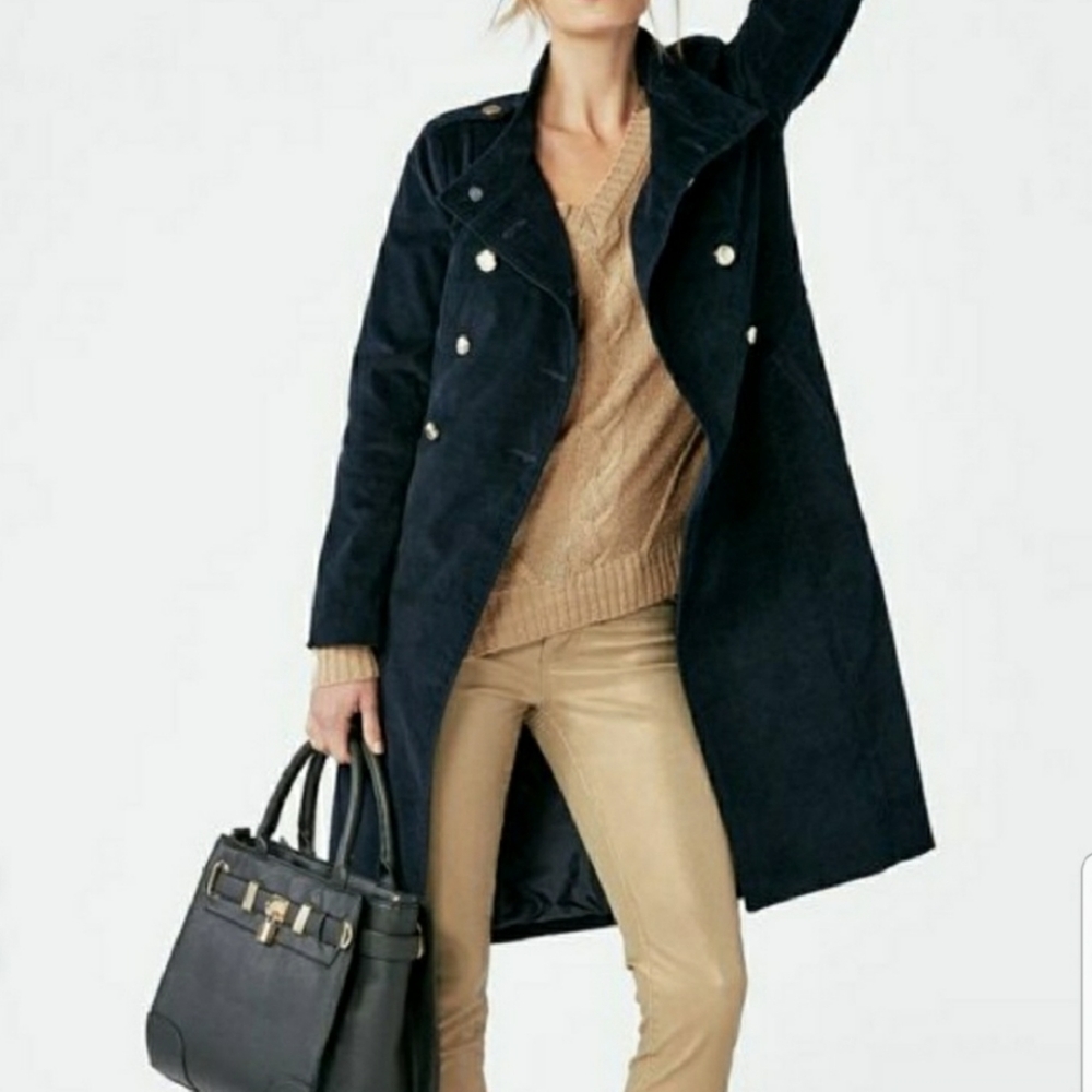 Plus Size Navy Buttoned Peacoat